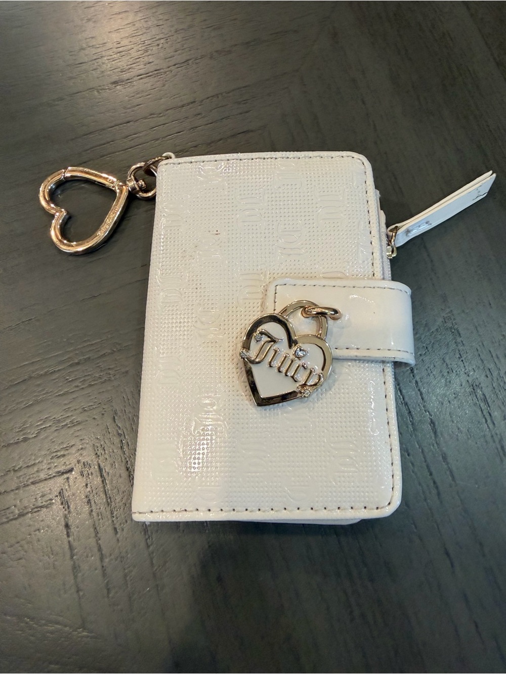 Juicy Couture Cream Wallet with Snap Closure and Heart Charm
